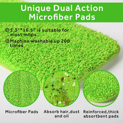 16.5 inch Mop Pads Refills, 3 Pack Microfiber Reusable Replacement Mop Pads Flat Replacements Heads for Wet Or Dry Floor Cleaning and Scrubbing, Grey Tassel Cloth