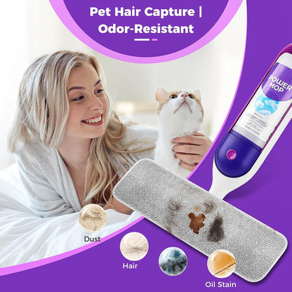 Bisenkud Reusable Pads for Swiffer® Power Mop™ - 100+ Wash Durable, High Absorption 4-Pack, Pet Hair Capture for Hardwood Tile & Vinyl Quick-Dry Refills