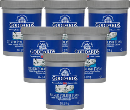Goddard’s Silver Polish Foam – Silver Jewelry Cleaner for Antiques, Accessories, Ornaments & More – Silver Cleaner for Silverware Protection – Tarnish Remover for Jewelry w/Sponge Applicator (6 oz)