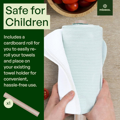 mioeco 20 Pack Reusable Kitchen Paper Towels Washable - Super Absorbent Natural unPaper Towels - Natural Cotton - Reusable, Paperless Kitchen Dish Cloths - 100% Organic