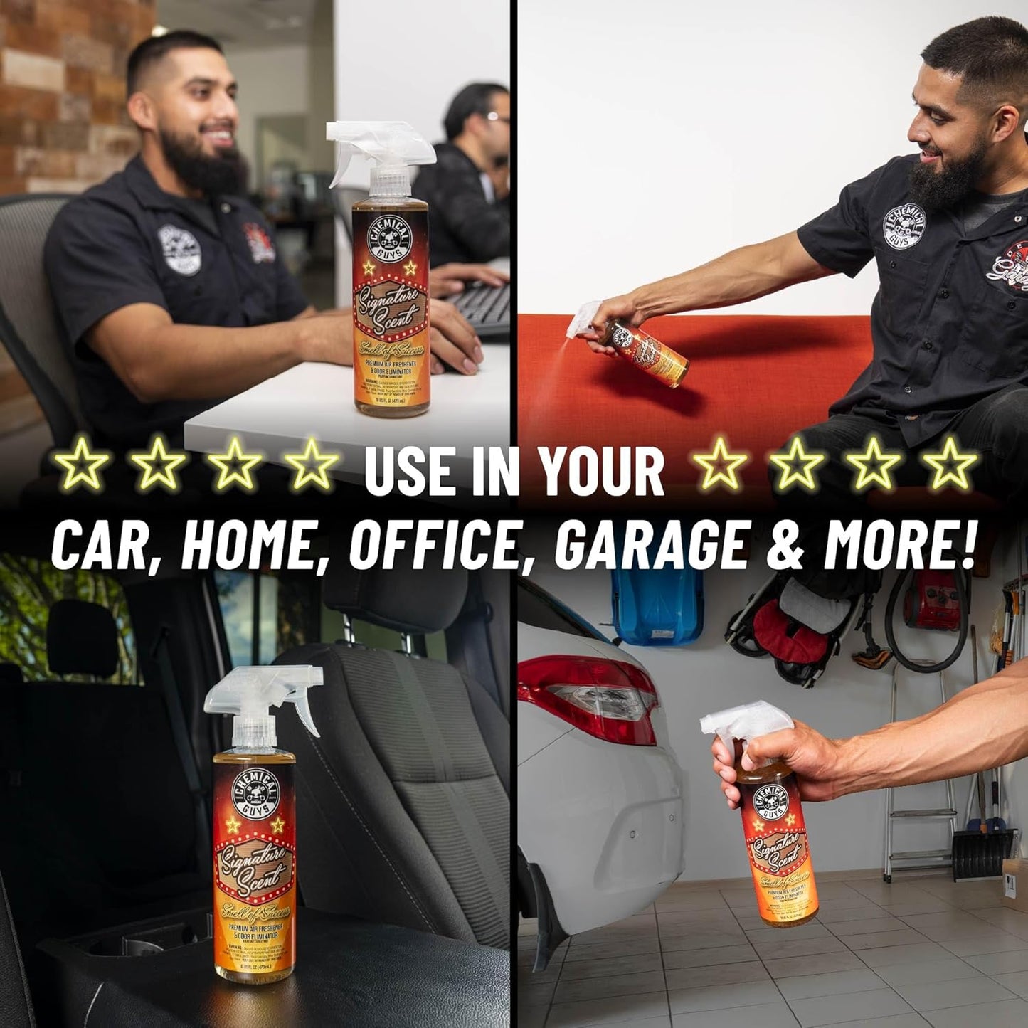 Chemical Guys Black Frost Air Premium Car Air Freshener Spray & Odor Eliminator - Crisp Masculine Scent Spray for Trucks, SUVs, RVs, and Motorcycles - Use in Home, Office, or Garage, 16 oz Bottle