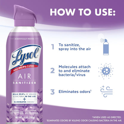 Lysol Bundle containing x2 Lysol Disinfectant Spray for Hard and Soft Surfaces, Crisp Linen, 19 Fl. Oz + Lysol Air Sanitizer Spray, For Air Sanitization and Odor Elimination, White Linen, 10 Fl. Oz