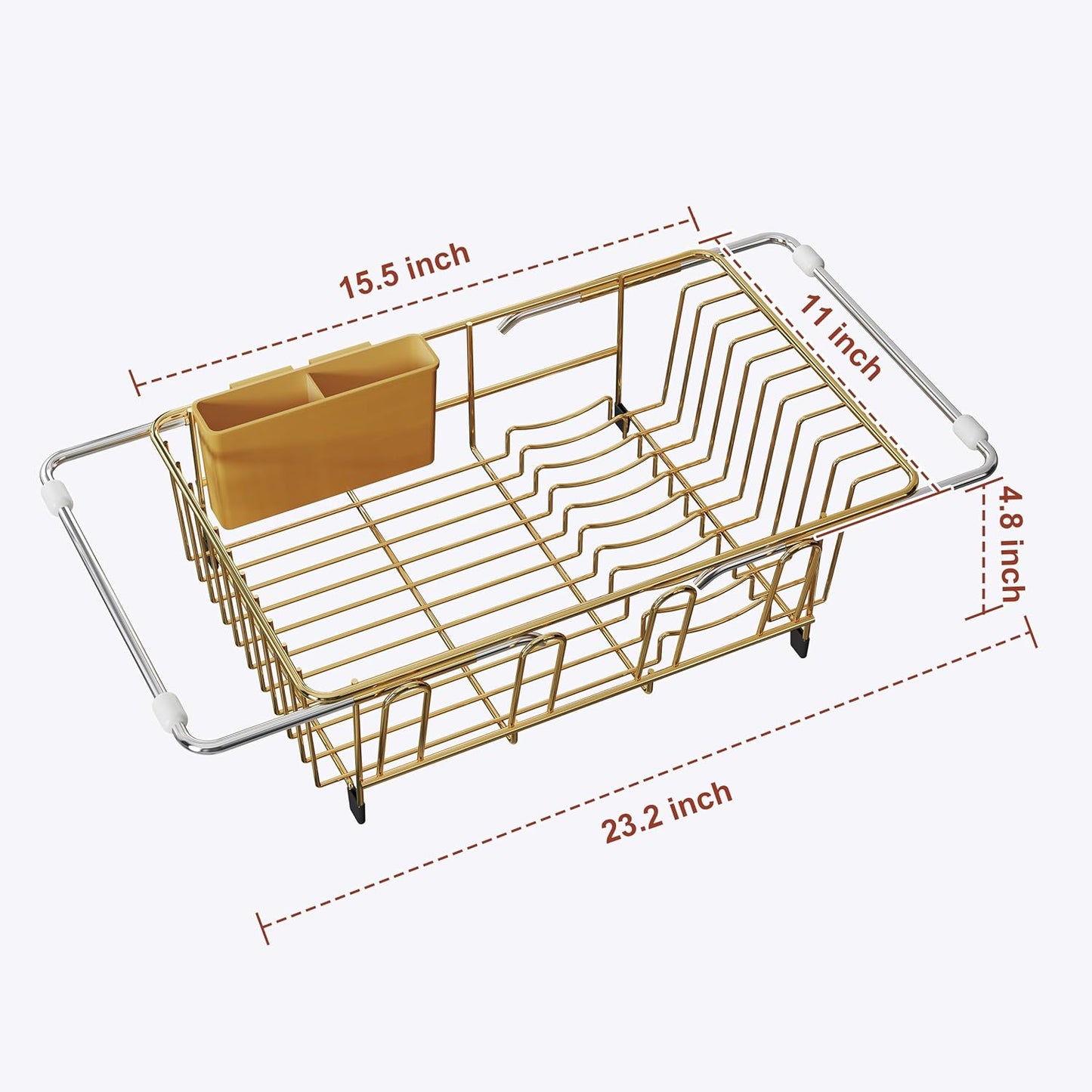 JASIWAY Dish Drying Rack in Sink, Expandable Stainless Steel Dish Drainers for Kitchen Counter, Dish Dryer Rack for Inside Sink, Over The Sink Dish Racks with Utensil Holder, Silver