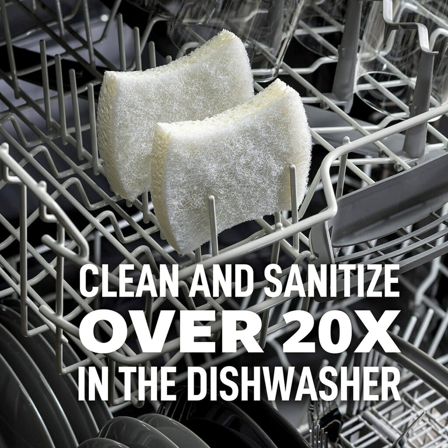 Scotch-Brite Greener Clean Non-Scratch Scrub Sponge, Sponge for Washing Dishes, Cleaning Kitchen, Superior Performance and Made with Sustainable Materials, Dishwasher Safe, 3 Scrub Sponges