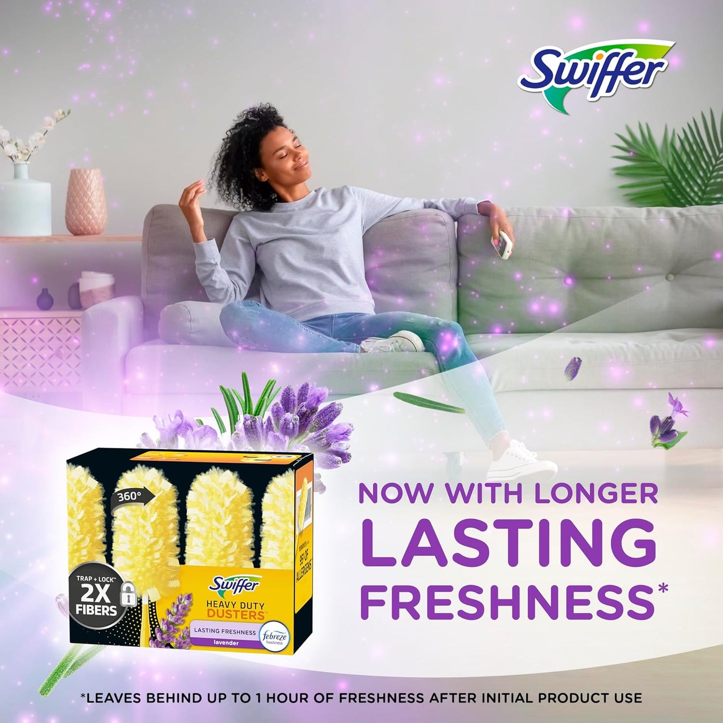 Swiffer Dusters Heavy Duty, Multi-Surface Duster Refills for Cleaning, Lavender, 6 Count