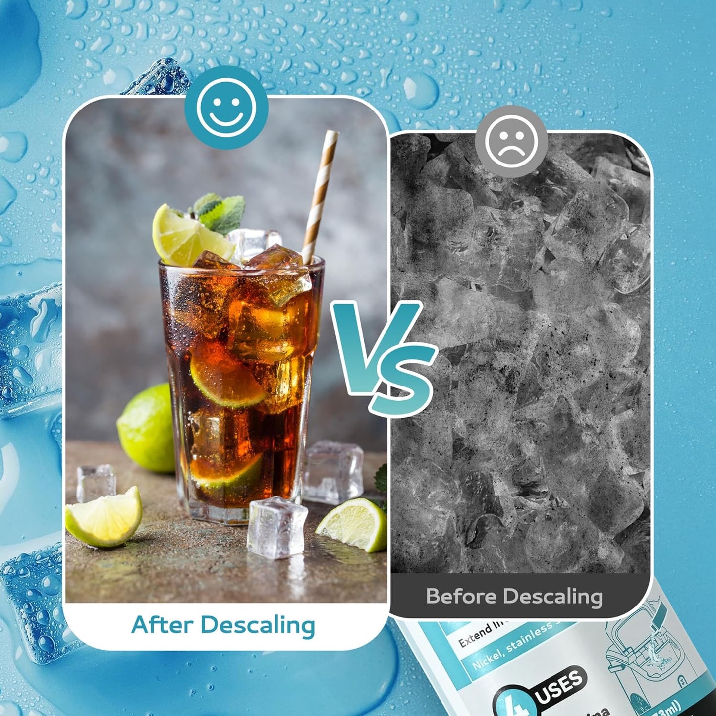 EUHOMY Ice Machine Cleaner Descaler, 16 Fl OZ Ice Maker Cleaner (4 Uses Per Bottle), Ideal Universal Descaling Solution for All Brands Ice Maker, Single Use Coffee and Espresso Machines