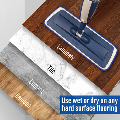 Mops for Floor Cleaning Wet Spray Mop with 14 oz Refillable Bottle and 2 Washable Microfiber Pads Home or Commercial Use Dry Wet Flat Mop for Hardwood Laminate Wood Ceramic