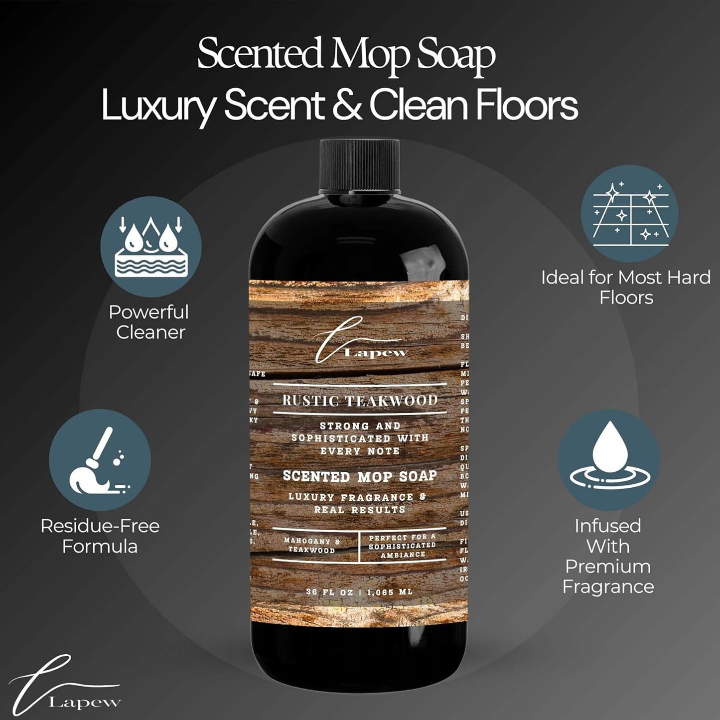 Lapew Black Sea Scented Cleaning Bundle | Carpet Deodorizer Powder (16 oz) & Mop Soap Concentrate (36 oz) | Pet-Friendly Odor Eliminator - Colors A