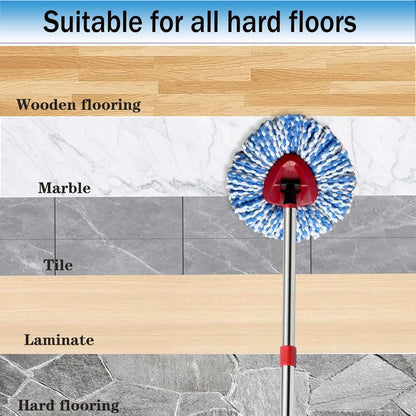 Spin Mop Replace Heads for O Cedar Rinse Clean 2 Tank System, Spin Mop Replacement Head 4 Microfiber Mop Refills, 1 Triangle Head Cover and 30-58in Handle 1 1Scrub Brush