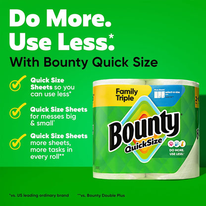 Bounty Quick Size Paper Towels, White, 8 Family Rolls