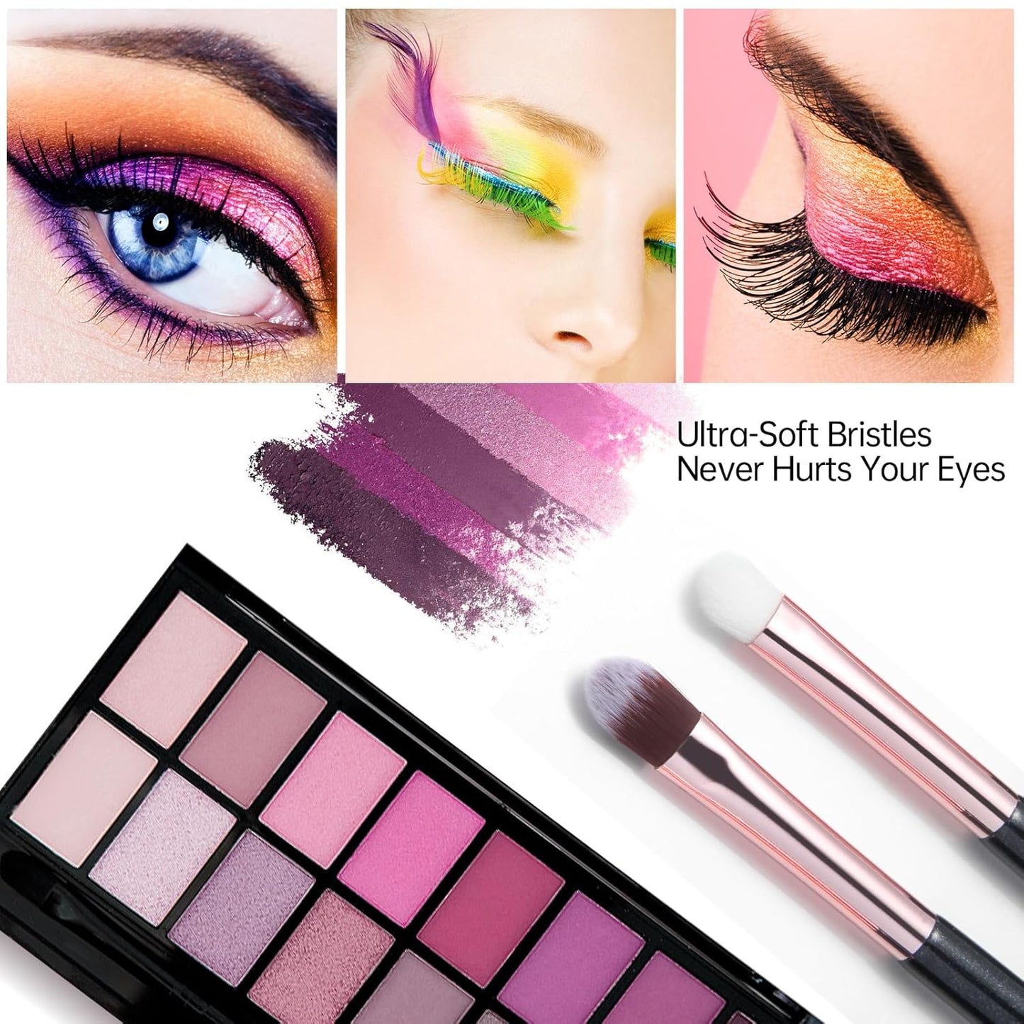 Eye Makeup Brush Set, 6 Pcs Professional Blending Eyeshadow Makeup Brushes for Concealer Eyebrows Eyeliner, Soft Hairs & Wood Handle
