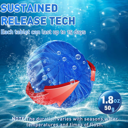Qualirey 60 Pack Automatic Toilet Cleaner Tablets Toilet Bowl Long Lasting Bathroom Tank Tablets (Blue)
