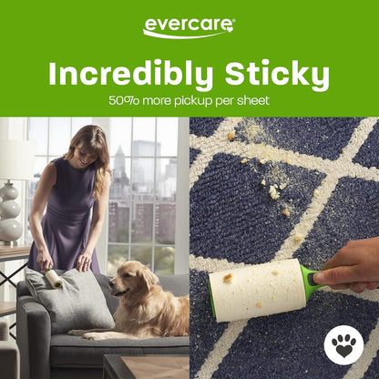 Evercare Lint Roller Pet Hair Remover Giant 60 Layers Per Roll, Green