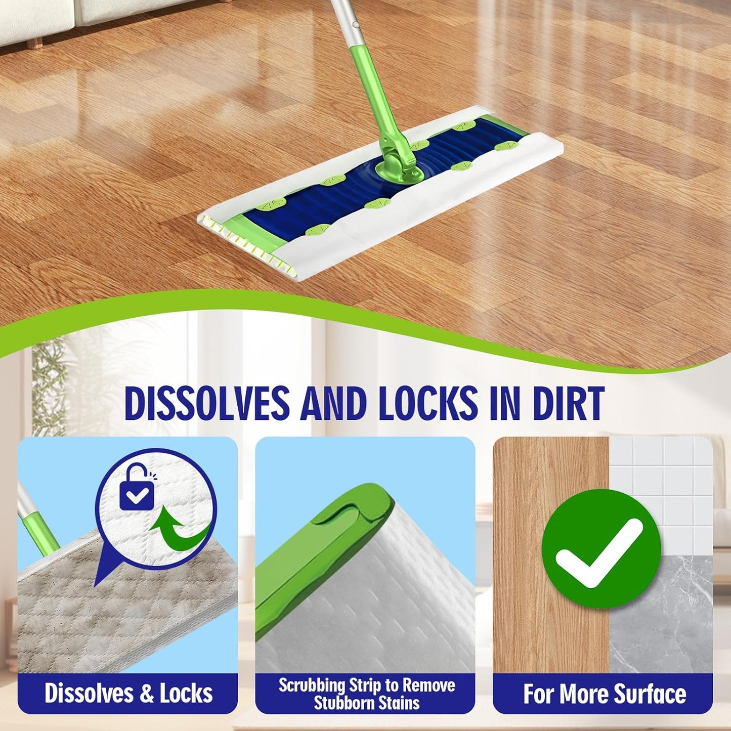 40 Count XL Heavy Duty Wet Mopping Cloths Refill Compatible with Swiffer Sweeper XL Mop, Disposable Wet Pads Refill X-Large Size for Multi-Surface Floor Cleaning, Lavender Scent