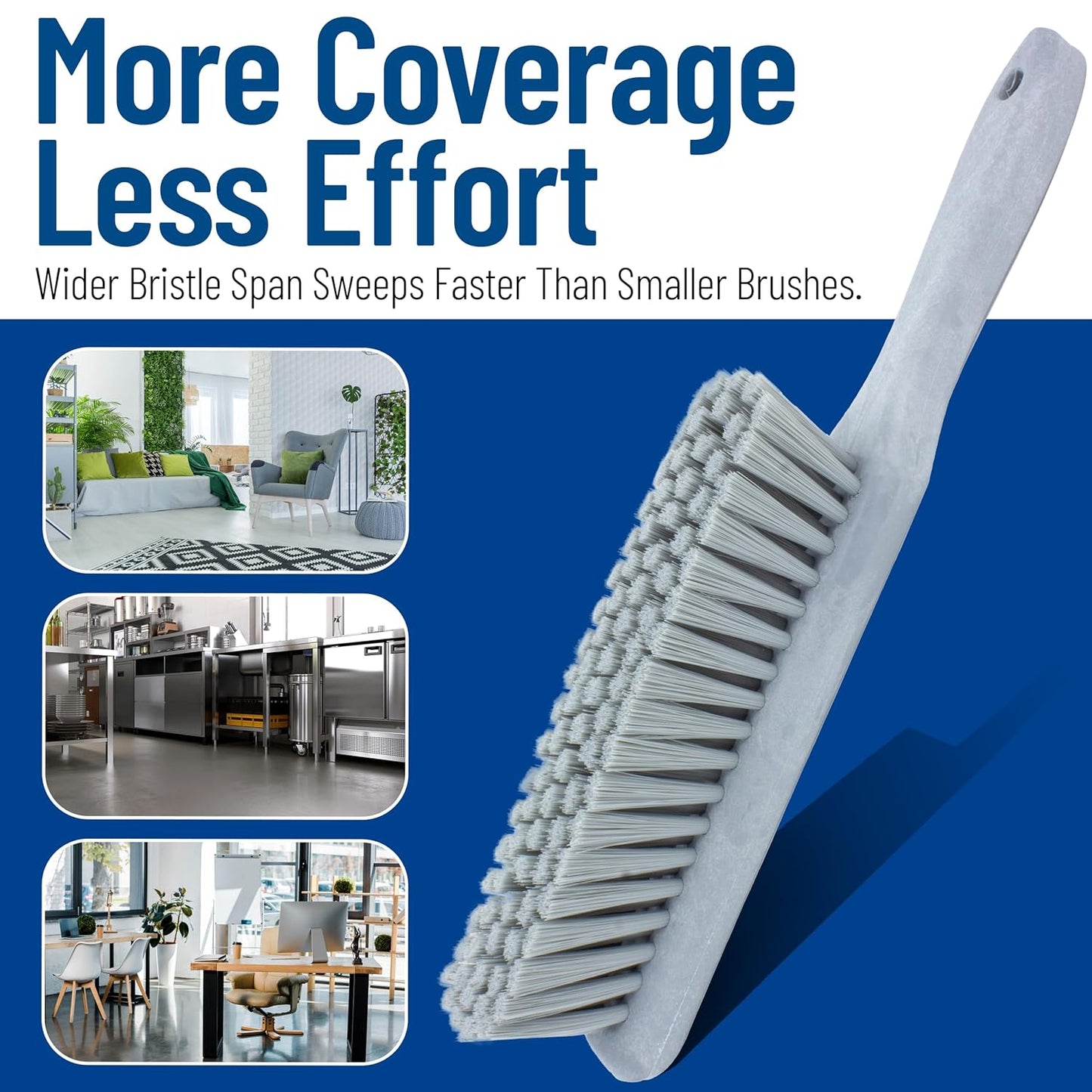 SPARTA Handheld Soft Counter Brush 8 Inch Bristle Span, Multi-Use Dust Brush with 5 Inch Handle for Tables, Countertops, and Delicate Surfaces, Polyester, Orange