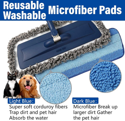 Mops for Floor Cleaning Wet Spray Mop with 14 oz Refillable Bottle and 2 Washable Microfiber Pads Home or Commercial Use Dry Wet Flat Mop for Hardwood Laminate Wood Ceramic