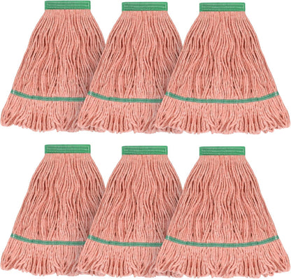 Matthew Cleaning Heavy Duty Mop Head Commercial Replacement for General and Floor Cleaning , Wet Industrial Blue Cotton Looped End String Head Refill (Pack of 6) Blue