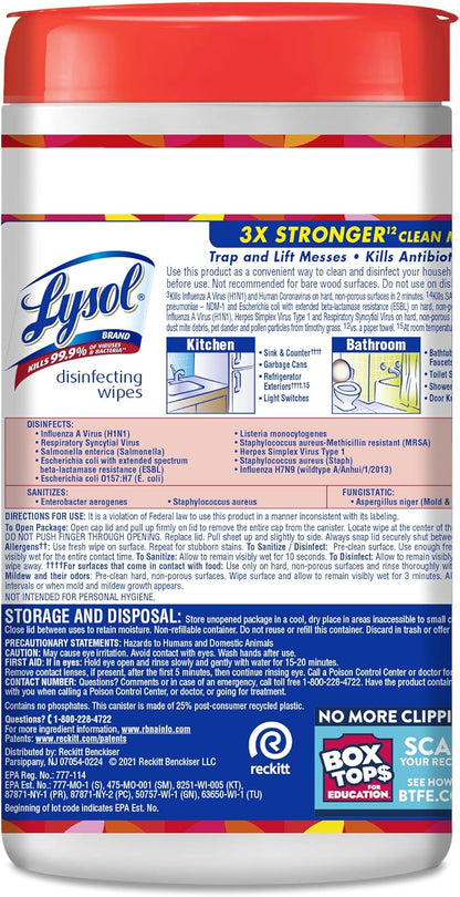 Lysol Disinfectant Wipes, Multi-Surface Disinfectant Cleaning Wipes, For Disinfecting and Cleaning, Mango & Hibiscus, 80 Count (Pack of 4)