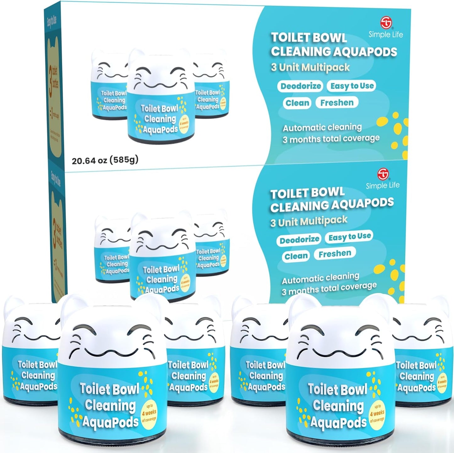 Simple Life Toilet Bowl Cleaner | Automatic Long-Lasting Toilet Bowl Cleaner Tablets | Easy-To-Use, Septic Safe Toilet Cleaner in Bottle | Powerfully Cleans and Prevent Stain Build Up | 3 Count