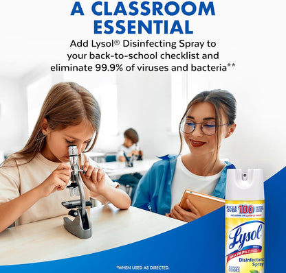 Lysol Disinfectant Spray, Sanitizing and Antibacterial Spray, For Disinfecting and Deodorizing, Mango & Hibiscus, 19 Fl. Oz (Pack of 2)