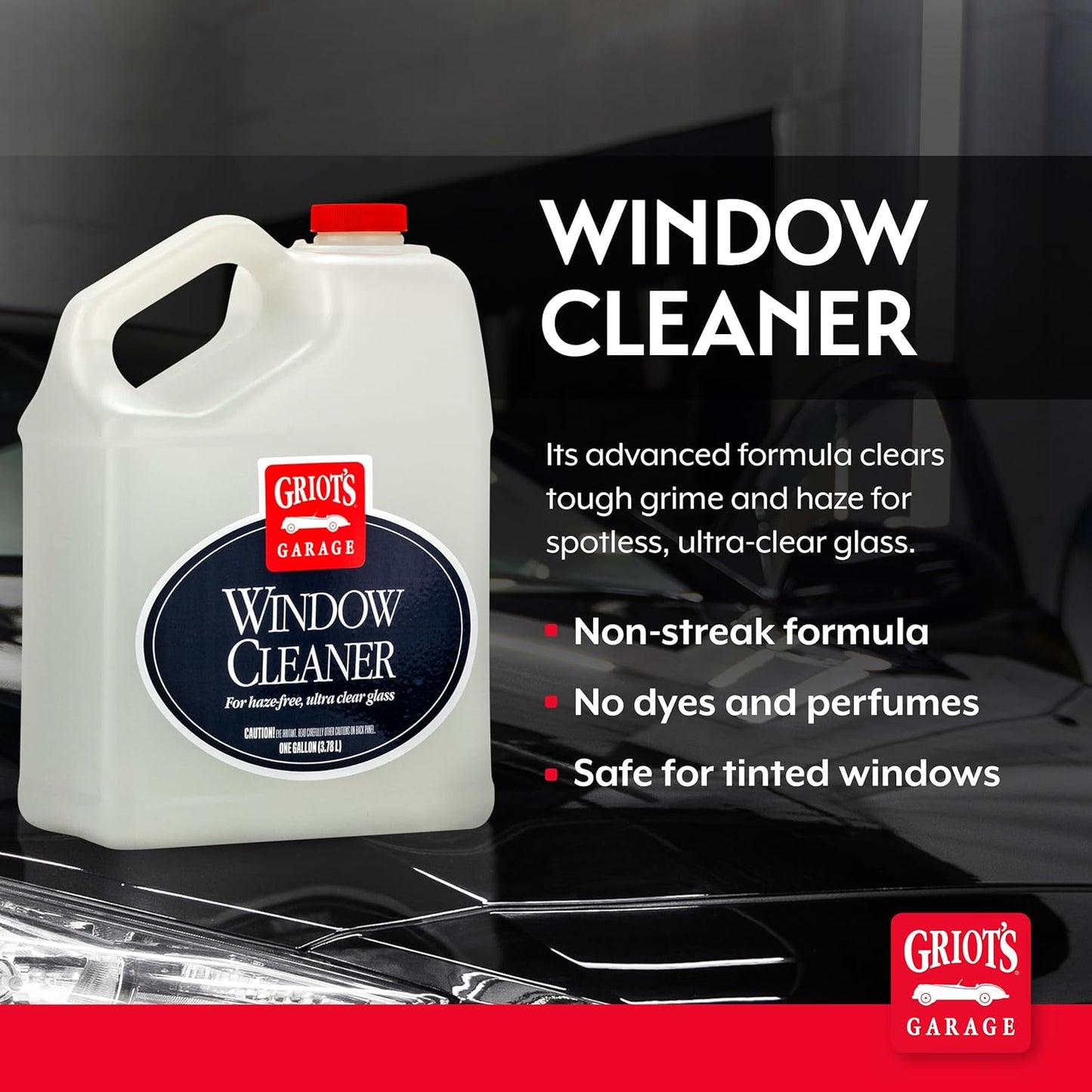 Griot's Garage Window Cleaner, Cleaning Spray for Automotive Windows, Mirrors, Shower Doors, and More, 11101, One Gallon
