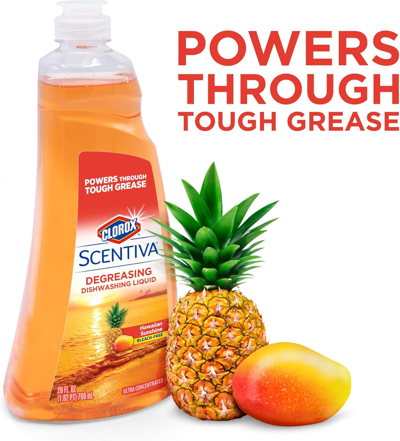 CLOROX Scentiva Dishwashing Liquid Soap | Smells Great and Cuts Through Grease Fast | Quick Rinsing Formula for a Powerful Clean You Can Trust, Pacific Breeze & Coconut, 26 Oz (Pack of 6)