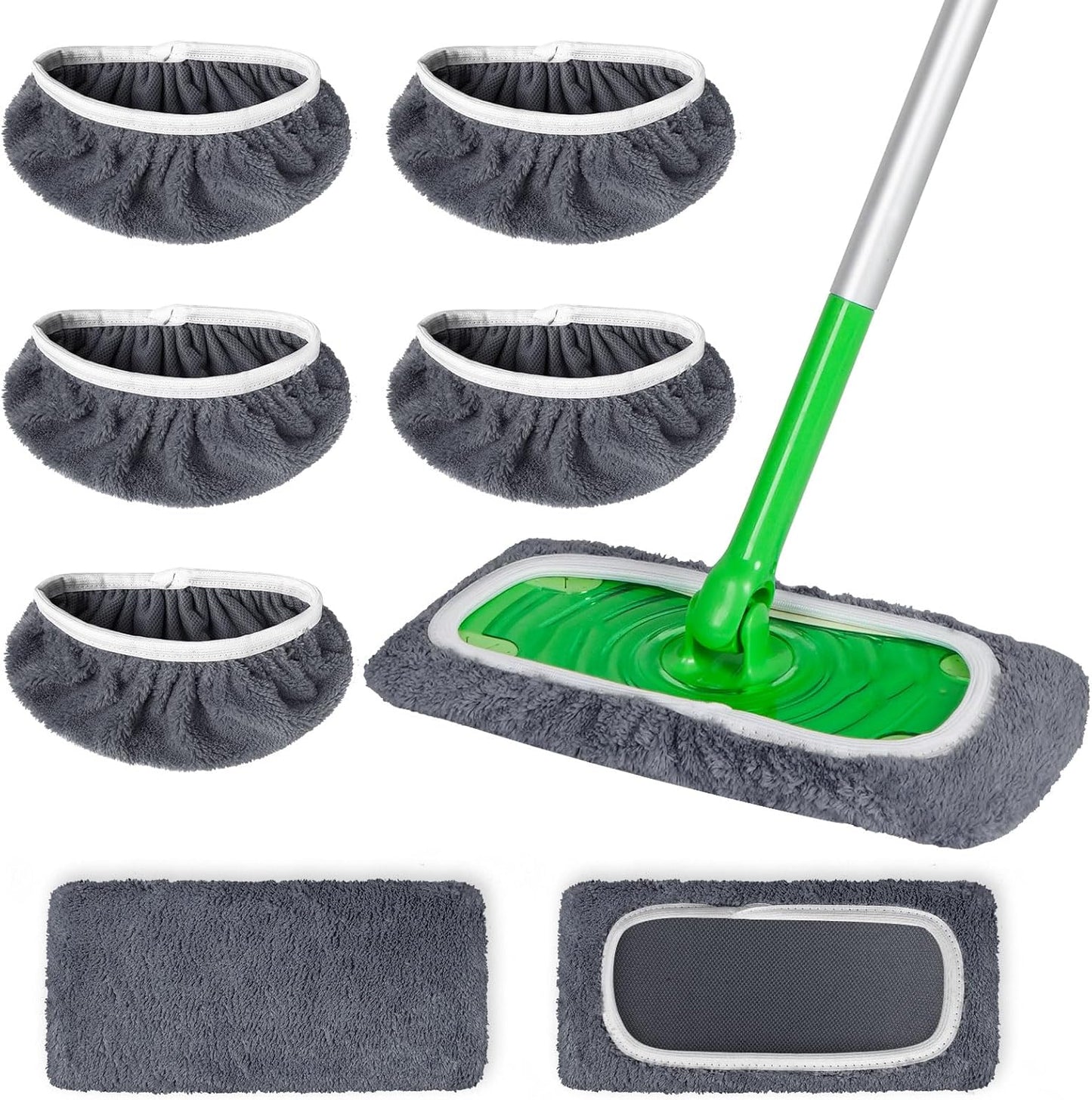 AmaVins 5 Pack Reusable Microfiber Mop Pads Compatible with Swiffer Sweeper Mop, Wet and Dry Flat mop Cover, Washable Mop Pads for Surface/Hardwood Floor Cleaning (Mop is Not Included)