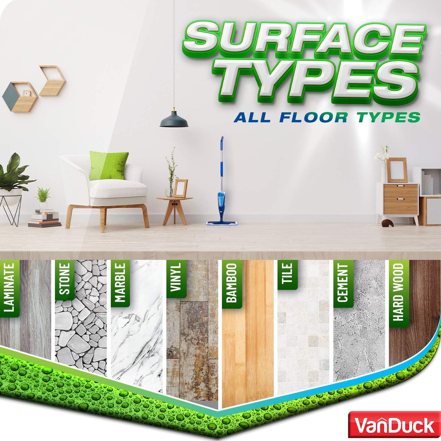 VanDuck Microfiber Cleaning Pads Compatible with Bona Mop (3 Pack) - Microfiber Mop Pads for Hardwood Floor for 18 Inch