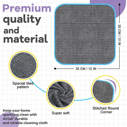Glass Polishing Cloth Streak Free Miracle Cleaning Cloth Lint Free Microfiber Cleaning Rags for Glasses Kitchen Dish Mirrors Easy Clean, Pack of 6, 12" x 12"