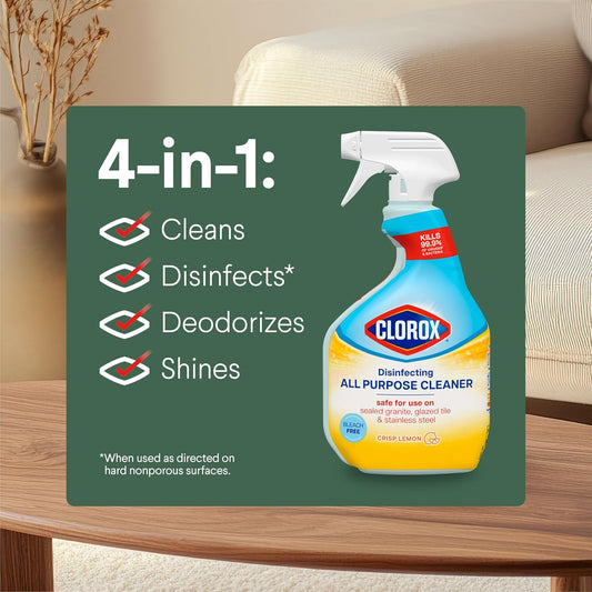 Clorox Disinfecting All Purpose Cleaner, Bleach Free, Crisp Lemon, Refill, 64 Fluid Ounces