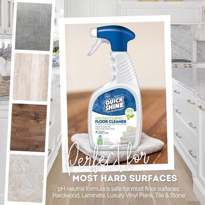 Quick Shine Multi Surface Floor Cleaner 64oz, Ready to Use-Streak Free-No Rinse, Use on Hardwood, Laminate, Luxury Vinyl Plank & Stone, Use in Spray Mops & Vac Mops, Safer Choice Cleaner