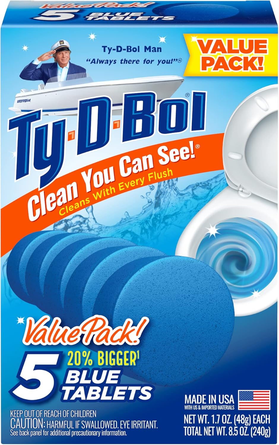 Ty-D-Bol Bleach-Free Toilet Bowl Cleaner Tablets Variety Pack - (10 Pack) 1.4 oz - 5 Lavender and 5 Blue Tablets - Fights Hard Water Stains, Mineral Buildup & Limescale - Bathroom Cleaning Supplies