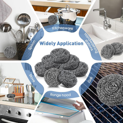 Roshtia 40 Pcs Stainless Steel Scrubber Bulk Large Steel Wool Scrubber 50 Gram Stainless Scourers Sponges Scouring Pads for Cleaning Dishes, Stoves, Pots, Pan, Cooker Hoods
