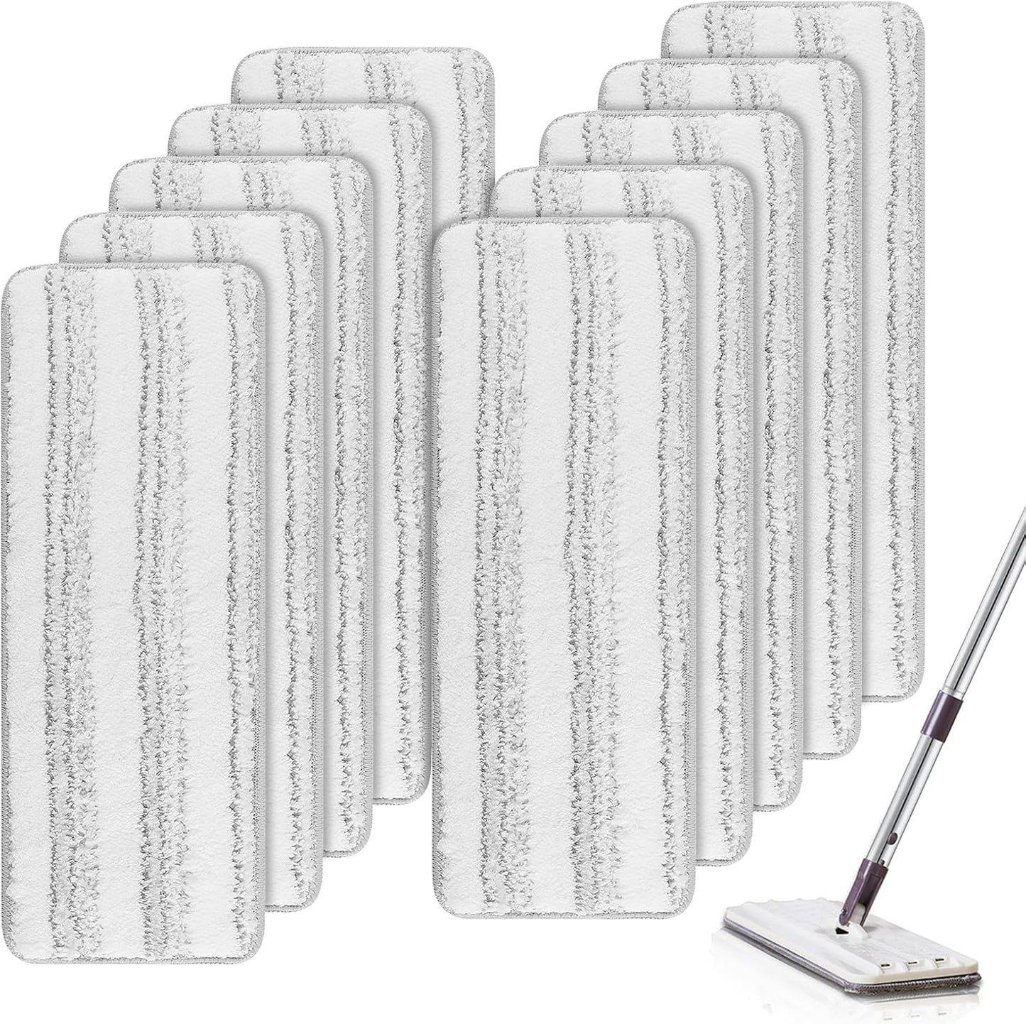 Microfiber Cleaning Pads: 10 Pack 13" X 4.9" Washable for Floor Cleaning Compatible with Tethys & Most 13 Inch Flat Mops - Replacement for Mop Bucket Set