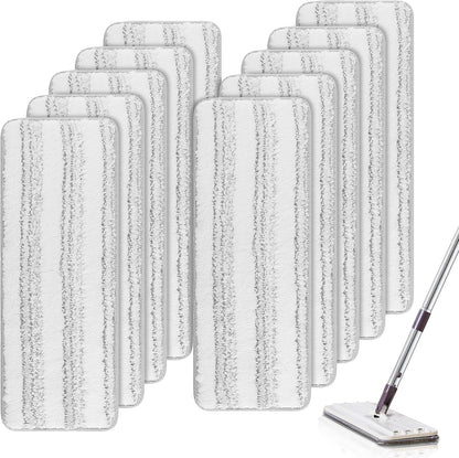 Microfiber Cleaning Pads: 10 Pack 13" X 4.9" Washable for Floor Cleaning Compatible with Tethys & Most 13 Inch Flat Mops - Replacement for Mop Bucket Set