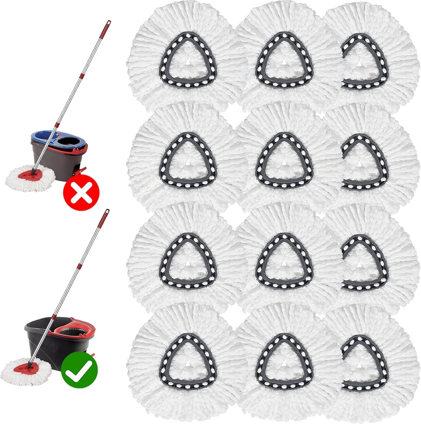 4 Pack Spin Mop Replacement Heads, Microfiber Mop Refills Compatible with Ocedar Mop Heads Replacements 2 Tank System, Replace Head Safe for Cleaning All Hard-surfaced Floors