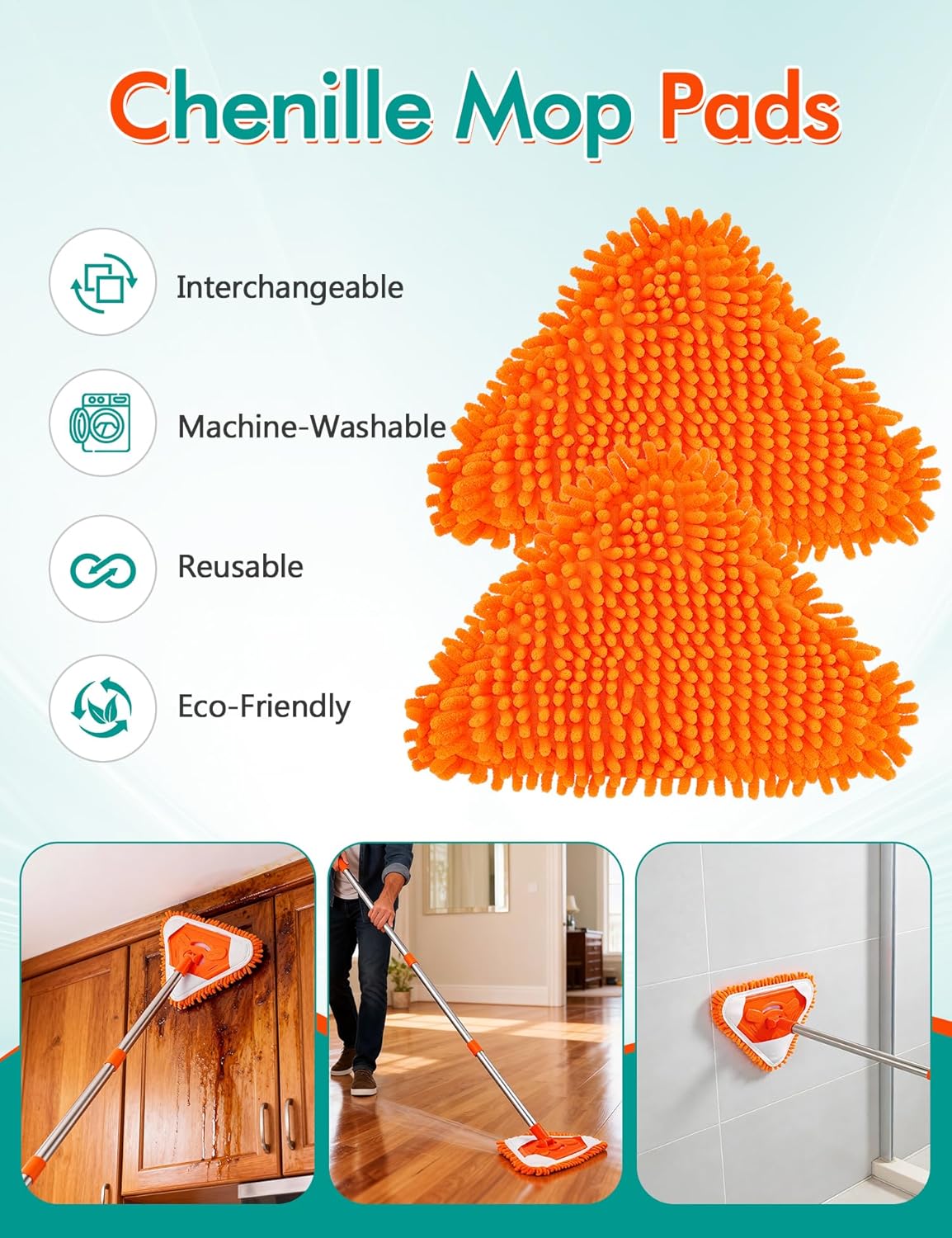 Ceiling Fan Cleaner Duster with 76" Extendable Long Handle,180° Wall Mop Cleaner for Walls/Ceiling Fan/Dust/Baseboard/Floor/Blade Blinds/Doors Clean,Feather Duster Cleaning Kit