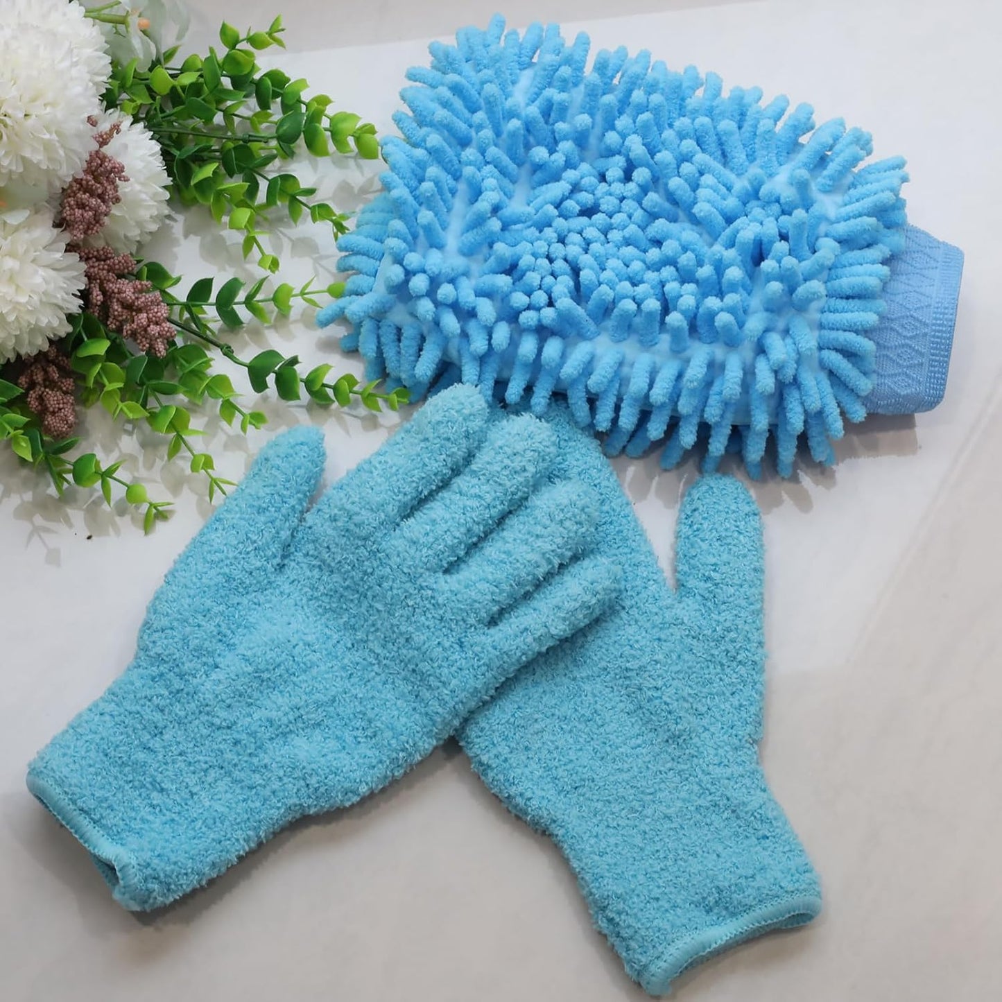3 Pcs Microfiber Dusting Mitt Gloves Microfiber Plant Cleaning Gloves for Leaf Cleaning Plant Blinds Furniture House (Deep Pink)