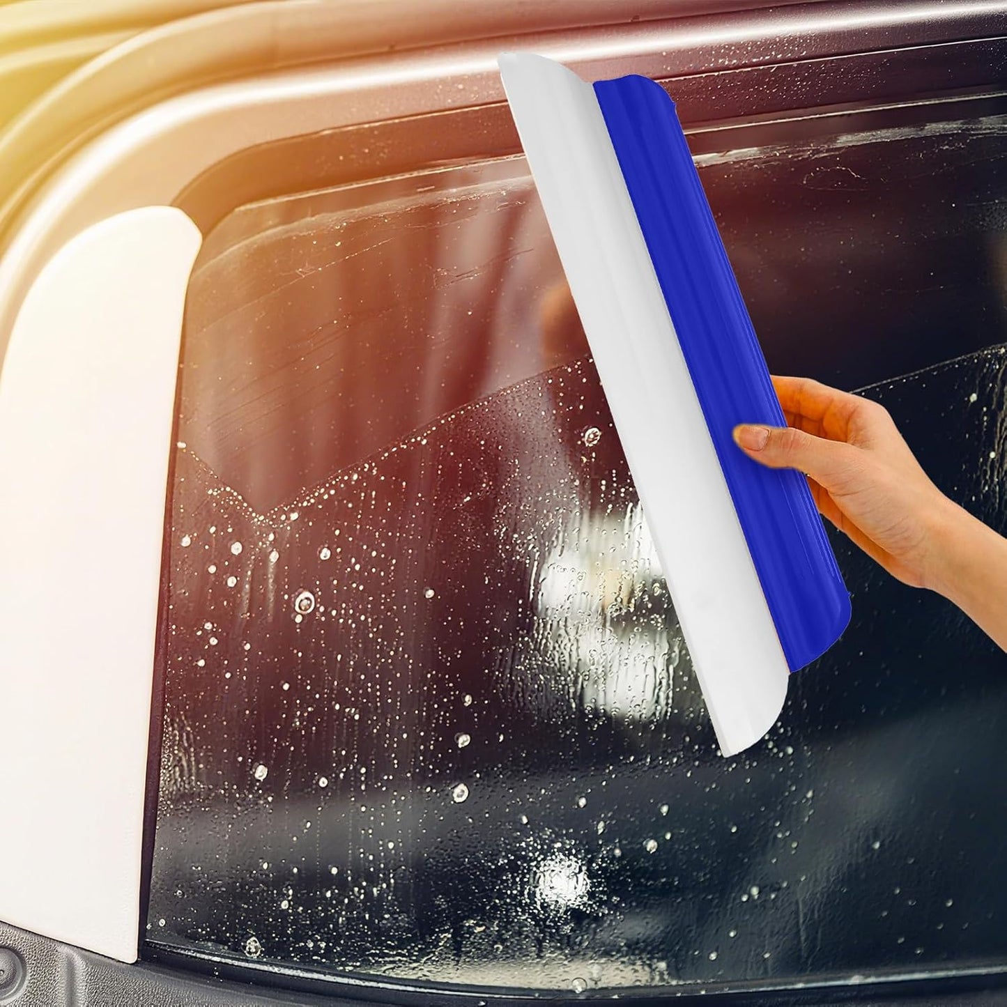 4 Pack 14 inch Car Drying Squeegee Longer Silicone Automotive Water Wiper Flexible Auto T-Bar Rubber Blade for Car Windshield Glass Window Bathroom Shower Squeegees Wash Tool (Yellow)
