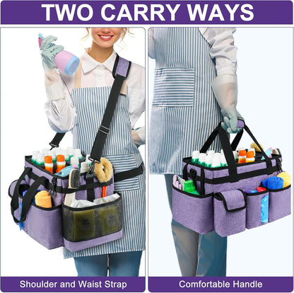 Cleaning Caddy,Cleaning Bag for Housekeepers,Cleaning Supplies Organizer with Handle,Black