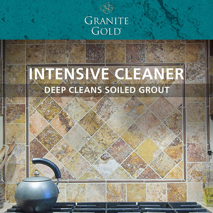 Granite Gold Grout Cleaner Spray with Brush for Stone, Ceramic, Glass & Colored Grout, 64 Fluid Ounces + 24 Fluid Ounces + 4 brushes