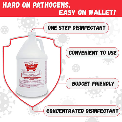 Lucasol One Step Disinfectant, 32 Fl Oz Disinfectant & 24 Oz Empty Refillable Spray Bottle Combo. Multi Purpose Cleaner Spray For Hospitals, Schools, Salons, Household Cleaning And More