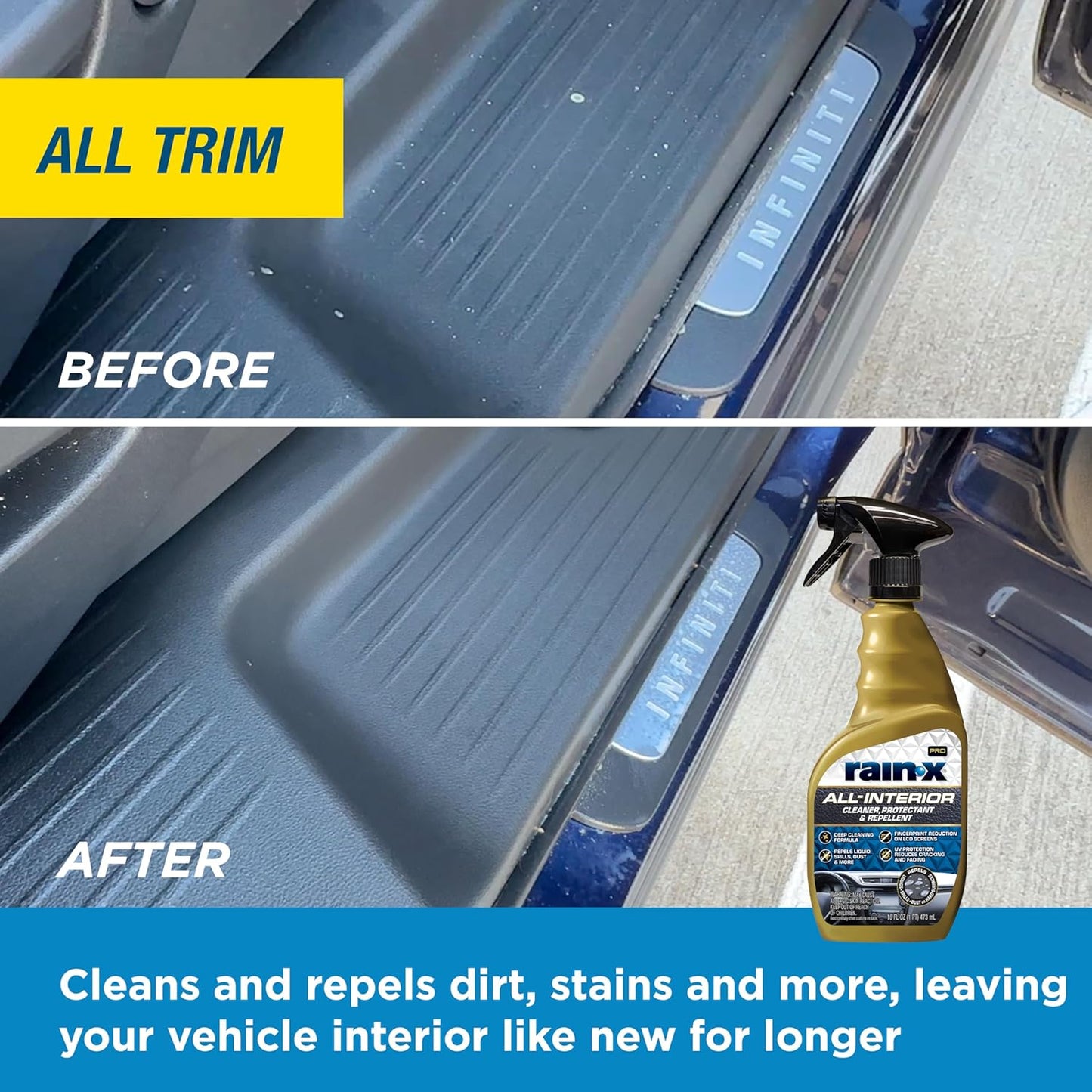 Rain-X 620234SRP Carpet & Upholstery Cleaner Repellent for Car Interiors & More, Cleans + Repels Spills while Preventing Stains, Fresh Scent 16 Fl Oz.