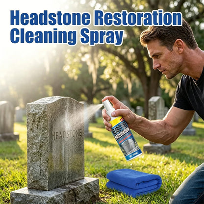 Headstone Restoration and Cleaning Spray - Tombstone Monument Cleaner for Granite Marble Cemetery Memorials - Gentle Stone Care Formula 100ml/3.4oz (2PCS+2*Towel)