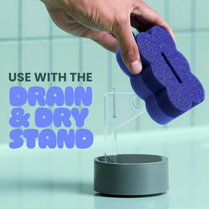 Brite by Scotch-Brite Scrub & Wipe with Drain + Dry Stand, Kitchen Sponge for Washing Dishes, 1 Scrub Sponge
