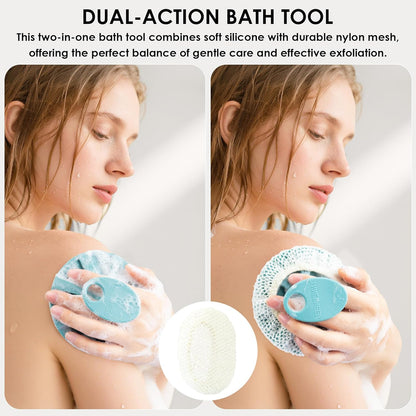 INNERNEED Food-Grade Soft Silicone Body Scrubber Shower Brush Handheld Cleansing Skin Brush, Gentle Exfoliating and Lather Well (Black)