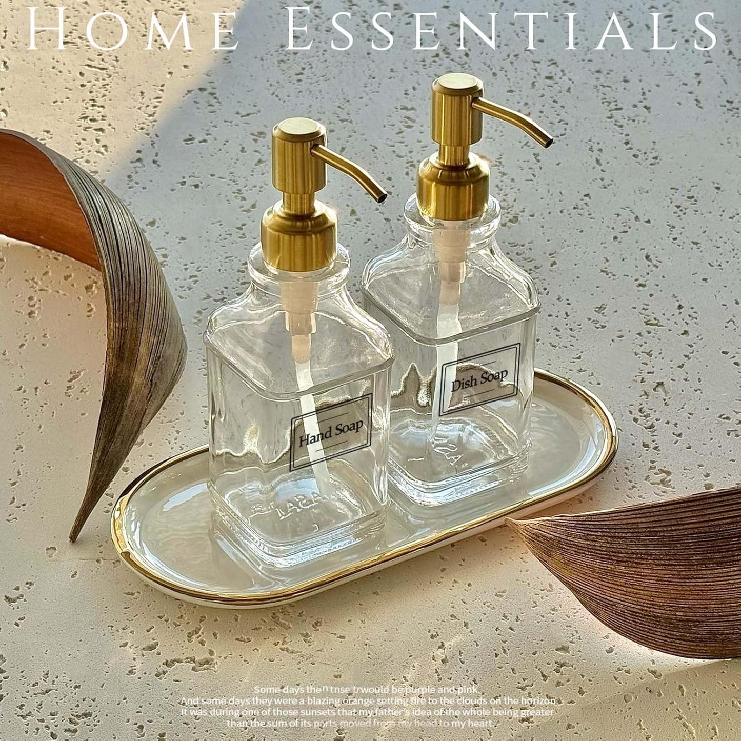 JASAI 2Pack Glass Soap Dispenser with Black Rust Proof Pump, Refillable Dish Soap Dispenser with for Kitchen and Bathroom.