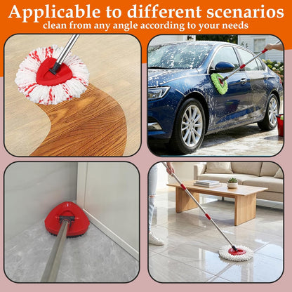 Upgrade Mop Heads Replacements for Ocedar, Spin Mop Scrub Brush Replacement Head for O Cedar Easywring 1 Tank System, 2 Mop Head Refills, 2 Chenille Mop Pads, 1 Spin Base, 1 Scrubber Head for O-Cedar