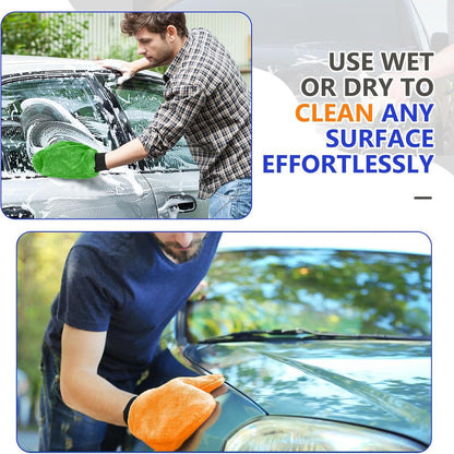 Teenyyou 6 Pcs Microfiber Dusting Mitt Car Wash Mitts Cleaning Glove with Thumb Reusable Terry Dusting Gloves with Elastic Wrist Cuff for Car Wheel Plants House Kitchen(Blue, Grey,8.85 x 7.08 Inch)