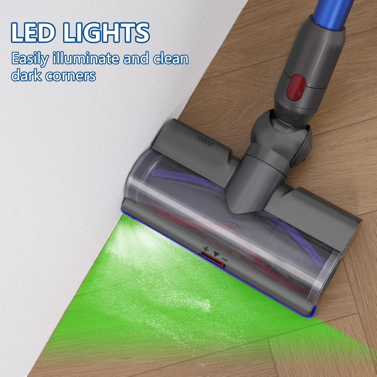Vacuum Head Replacement Compatible with Dyson V8 V10 V11 V15 Vacuum Cleaner Upgrade Anti-Tangle Replacement Cleaner Head with Adjustable Suction Green Light Suitable for Hardwood Floor